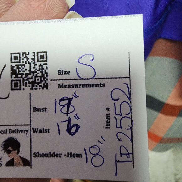 Vintage Doncaster Custom Blue Short Sleeve Button Back Blouse Top Size S - Picture 9 of 9